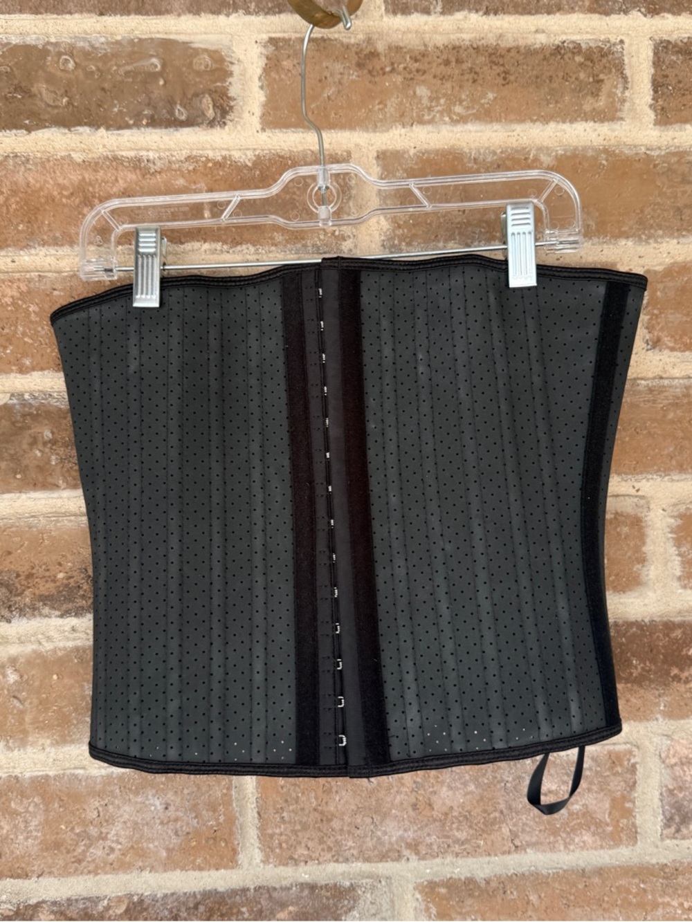 Black Waist Cincher Corset with Front Hook Closure